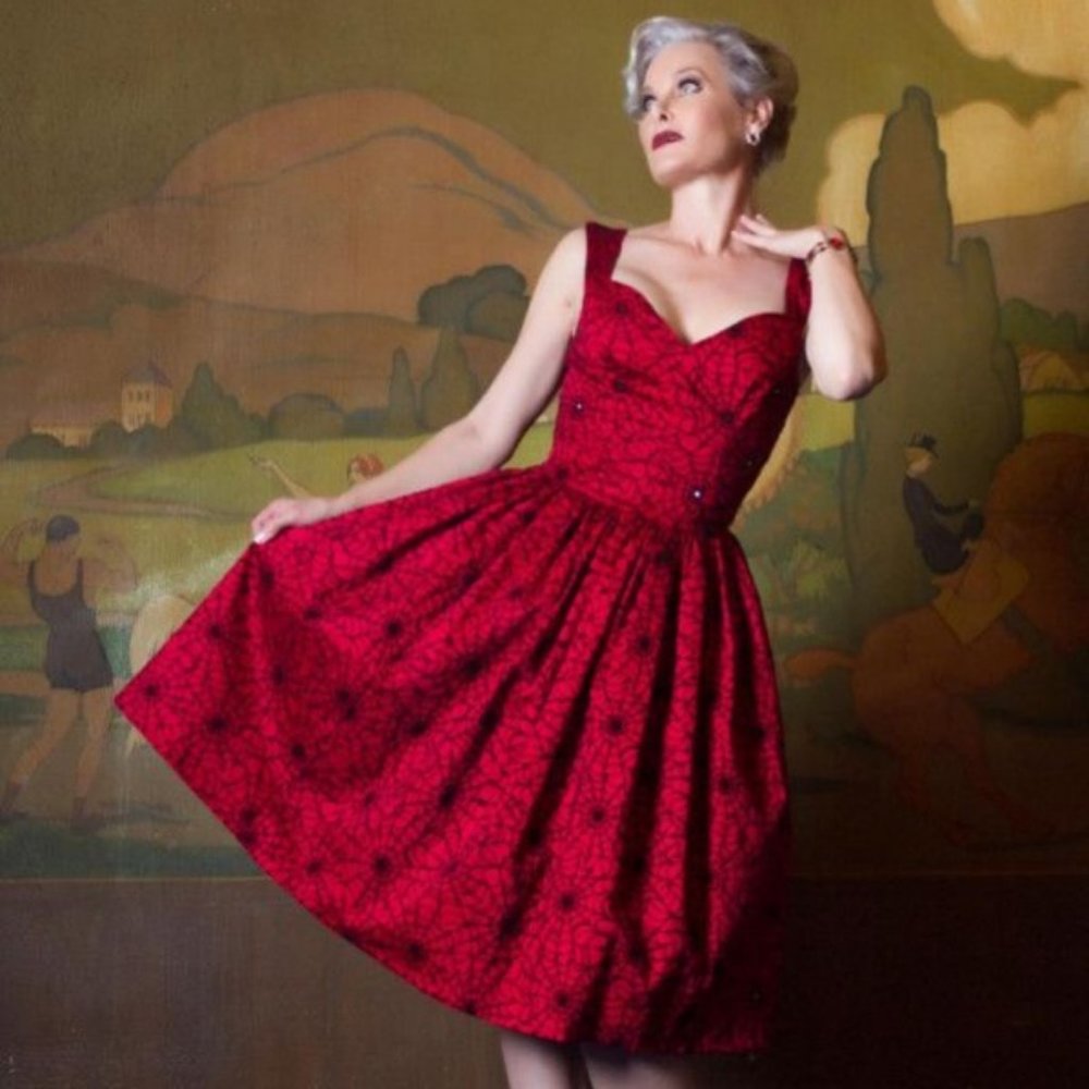Vintage-Inspired Red Fit & Flare Dress
